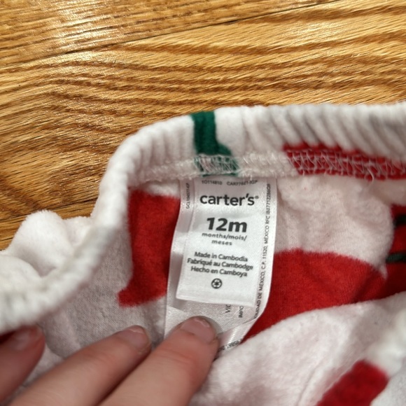 12 Month Carter’s Christmas Fleece Pants Pajamas New - Picture 2 of 3